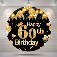 Lofaris Golden Balloon Round 60th Birthday Backdrop Cover