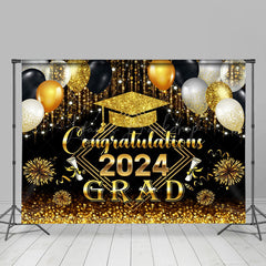 Lofaris Golden Balloon Sparkling Tassel Graduation Backdrop