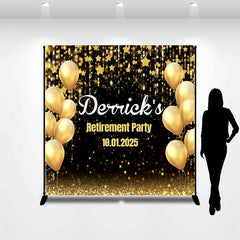 Lofaris Golden Balloon Star Bokeh Custom Retirement Backdrop