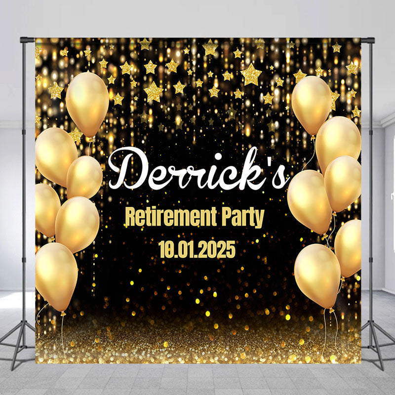 Lofaris Golden Balloon Star Bokeh Custom Retirement Backdrop