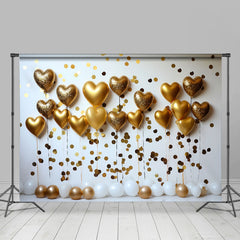Lofaris Golden Balloon White Wall Valentines Day Backdrop