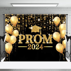 Lofaris Golden Balloons Glitter Black Bokeh Prom Backdrop