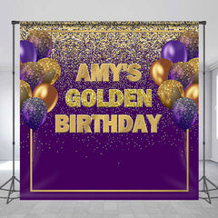 Lofaris Golden Birthday Purple Custom Party Backdrop For Woman