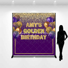 Lofaris Golden Birthday Purple Custom Party Backdrop For Woman