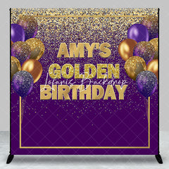 Lofaris Golden Birthday Purple Custom Party Backdrop For Woman