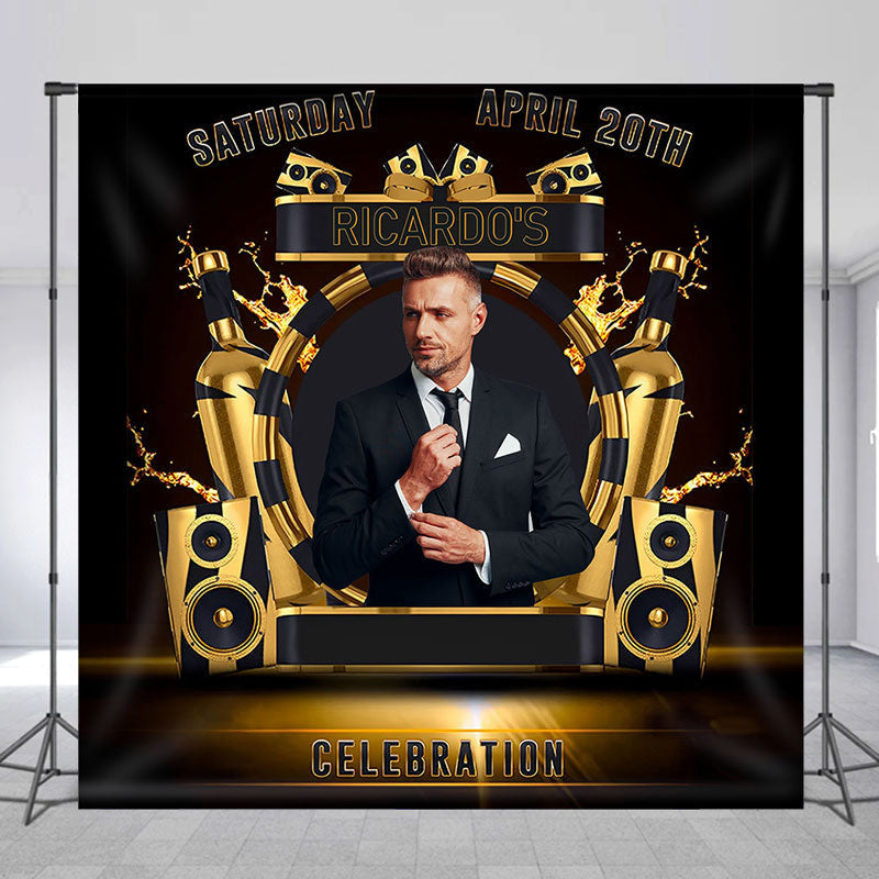 Lofaris Golden Black Personalized 30th Birthday Backdrop