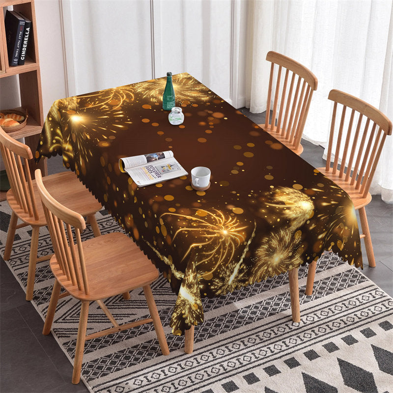 Lofaris Golden Bokeh Sparkle Party Rectangle Tablecloth