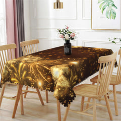 Lofaris Golden Bokeh Sparkle Party Rectangle Tablecloth