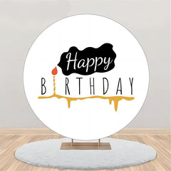 Lofaris Golden Candle Black Smog Round Birthday Backdrop