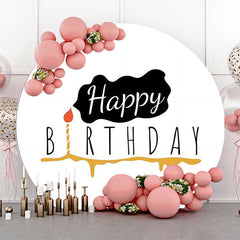 Lofaris Golden Candle Black Smog Round Birthday Backdrop