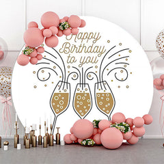 Lofaris Golden Champagne Simple Round Birthday Backdrop