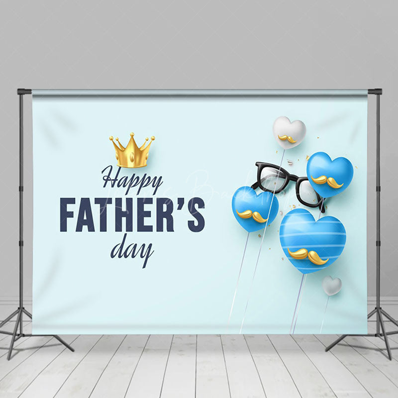 Lofaris Golden Crown Blue Love Glasses Fathers Day Backdrop