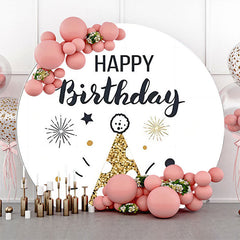 Lofaris Golden Dot Hat Spark Simple Round Birthday Backdrop