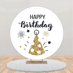 Lofaris Golden Dot Hat Spark Simple Round Birthday Backdrop