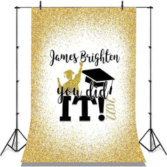 Lofaris Golden Glitter And Black You Did It Grad Party Backdrop