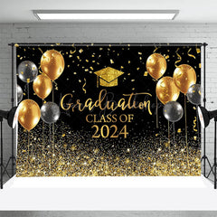 Lofaris Golden Glitter Balloon Ribbons Graduation Backdrop