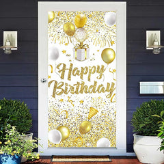 Lofaris Golden Glitter Balloons Happy Birthday Door Cover