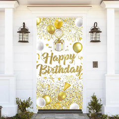 Lofaris Golden Glitter Balloons Happy Birthday Door Cover