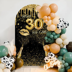 Lofaris Golden Glitter Champagne 30th Birthday Arch Backdrop