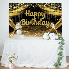 Lofaris Golden Glitter Champagne Lights Birthday Backdrop