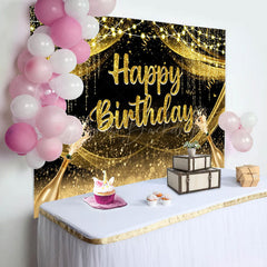 Lofaris Golden Glitter Champagne Lights Birthday Backdrop