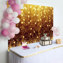 Lofaris Golden Glitter Lines Backdrop for Birthday Party