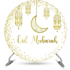 Lofaris Golden Glitter Moon Lantern White Round Eid Backdrop