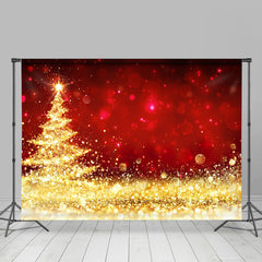 Lofaris Golden Glitter Red Photography Christmas Backdrop