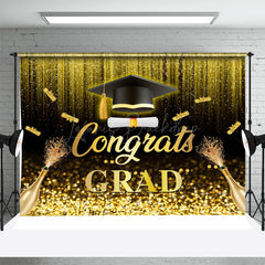 Lofaris Golden Glitter Tassel Champagne Graduation Backdrop