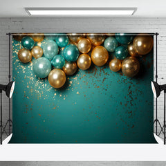 Lofaris Golden Green Balloons Birthday Cake Smash Backdrop