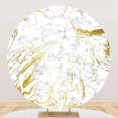 Lofaris Golden Grey Abstract Marble Round Birthday Backdrop