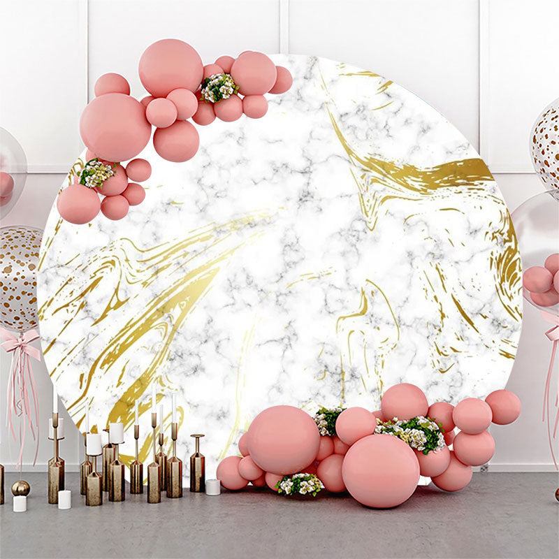 Lofaris Golden Grey Abstract Marble Round Birthday Backdrop