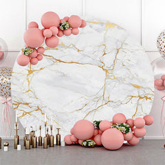 Lofaris Golden Grey Texture Marble Round Birthday Backdrop