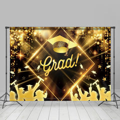 Lofaris Golden Hat Sparkling Star Bokeh Graduation Backdrop