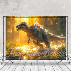 Lofaris Golden Jungle Dinosaur Water Splash Photo Backdrop