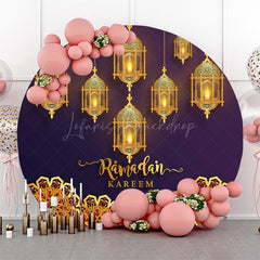 Lofaris Golden Lantern Mandala Pattern Round Eid Backdrop