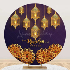 Lofaris Golden Lantern Mandala Pattern Round Eid Backdrop