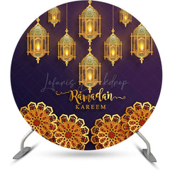 Lofaris Golden Lantern Mandala Pattern Round Eid Backdrop