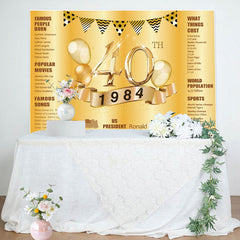 Lofaris Golden legend Balloon Happy 40th Birthday Backdrop