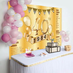 Lofaris Golden legend Balloon Happy 40th Birthday Backdrop