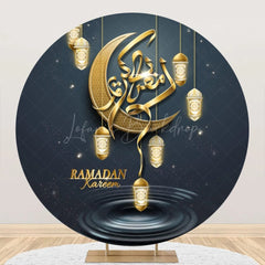 Lofaris Golden Moon Ramadan Kareem Round Eid Mubarak Backdrop