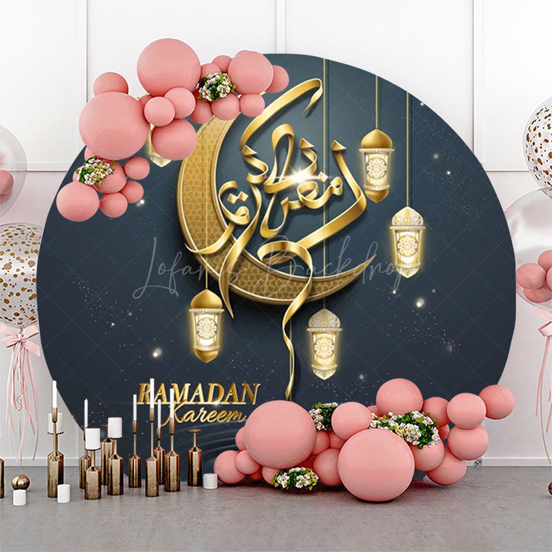 Lofaris Golden Moon Ramadan Kareem Round Eid Mubarak Backdrop