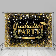 Lofaris Golden Navy Blue Graduation Party 2024 Backdrop