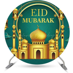 Lofaris Golden Palace Turquoise Round Eid Mubarak Backdrop