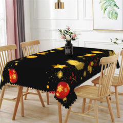 Lofaris Golden Pine Branches Lanterns Christmas Tablecloth