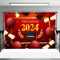 Lofaris Golden Red Class 2024 Balloon Graduation Backdrop