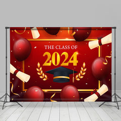 Lofaris Golden Red Class 2024 Balloon Graduation Backdrop