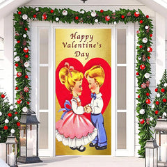 Lofaris Golden Red Heart Couple Kits Valentines Door Cover