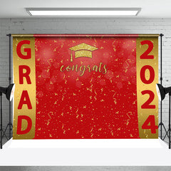 Lofaris Golden Red Ribbon Congrats Backdrop For Graduation