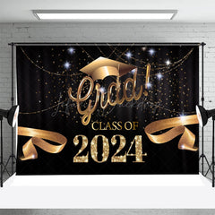 Lofaris Golden Ribbon Hat Star Bokeh Graduation Backdrop